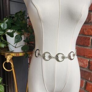 Silver y2k moon face chain